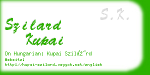 szilard kupai business card